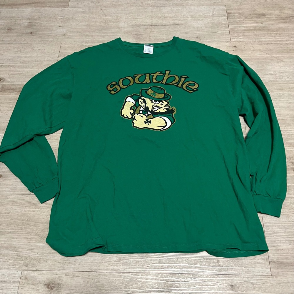 Southie South‎ Boston Green Long Sleeve Shirt Size XL Irish Mens Dorchester BPD